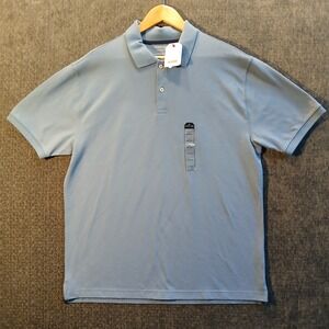 St John's Bay Mens Heritage Pique Polo Shirt Midsummer Blue Large NWT 515-5309